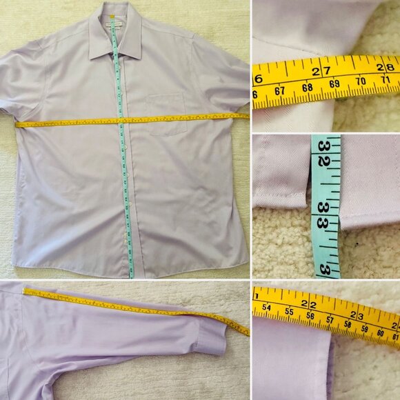 Joseph Abboud Mens Dress Shirt Size XL XXL Button Up Regular Fit Lavender Cotton - Picture 5 of 7